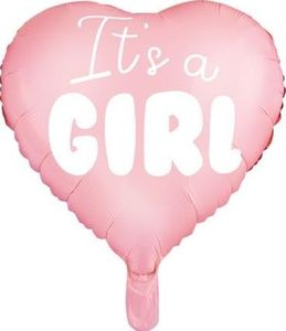 Party Deco Balon foliowy Serce - It's a girl, jasny różowy, 45cm uniwersalny 1