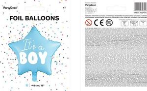 Party Deco Balon foliowy Gwiazdka - It's a boy, jasny niebieski, 48cm uniwersalny 1