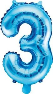 Party Deco Balon foliowy Cyfra "3", niebieski, 35 cm uniwersalny 1