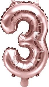 Party Deco Balon foliowy Cyfra "3", różowe złoto, 35 cm uniwersalny 1