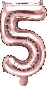 Party Deco Balon foliowy Cyfra "5", różowe złoto, 35 cm uniwersalny 1