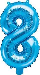 Party Deco Balon foliowy Cyfra "8", niebieski, 35 cm uniwersalny 1