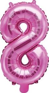 Party Deco Balon foliowy Cyfra "8", ciemny różowy, 35 cm uniwersalny 1
