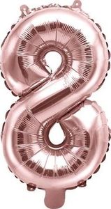 Party Deco Balon foliowy Cyfra "8", różowe złoto, 35 cm uniwersalny 1