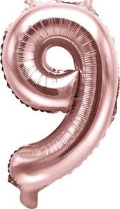 Party Deco Balon foliowy Cyfra "9", różowe złoto, 35 cm uniwersalny 1