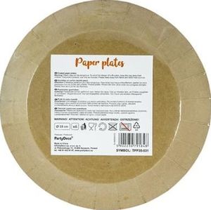 Party Deco Talerzyki papierowe okrągłe, papier kraft, 18 cm, 6 szt. uniwersalny 1