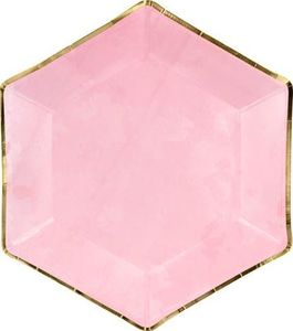 Party Deco Talerzyki papierowe, różowe ze złotymi brzegami, 23 cm, 6 szt. uniwersalny 1