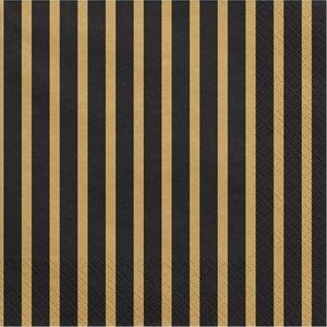 Party Deco Serwetki, paski, czarno-złote, 33x33 cm, 20 szt. uniwersalny 2