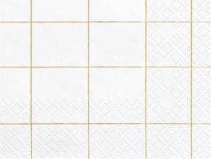 Party Deco Serwetki papierowe, złota kratka, białe, 33x33 cm, 20 szt. uniwersalny 1