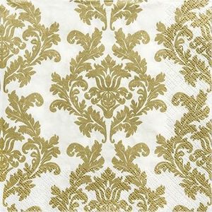 Party Deco Serwetki papierowe, białe w złote ornamenty, 33x33 cm., 20 szt. uniwersalny 1