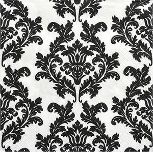 Party Deco Serwetki papierowe, białe w czarne ornamenty, 33x33 cm., 20 szt. uniwersalny 1