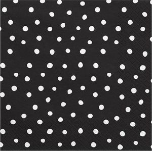Party Deco Serwetki papierowe, czarne w białe kropki, 33x33 cm., 20 szt. uniwersalny 1