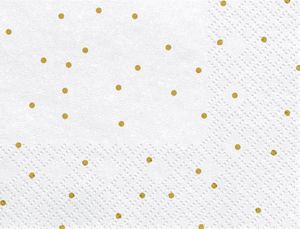 Party Deco Serwetki papierowe, białe w złote kropki, 33x33 cm., 20 szt. uniwersalny 1