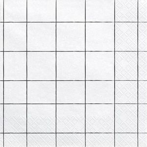 Party Deco Serwetki papierowe, kratka czarno-biała, 33x33 cm., 20 szt. uniwersalny 1