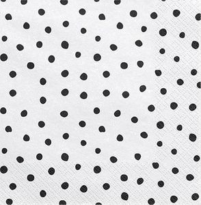 Party Deco Serwetki papierowe, białe w czarne kropki, 33x33 cm., 20 szt. uniwersalny 1