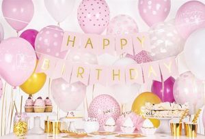 Party Deco Baner urodzinowy, Happy Birthday, jasnoróżowy, 175 cm uniwersalny 3