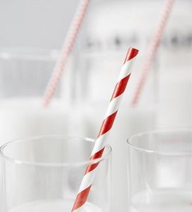 Party Deco Słomki papierowe do picia w paski, czerwone, 19,5cm, 10 szt. uniwersalny 3