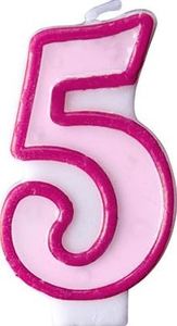 Party Deco Świeczka urodzinowa Cyferka 5, różowa uniwersalny 1
