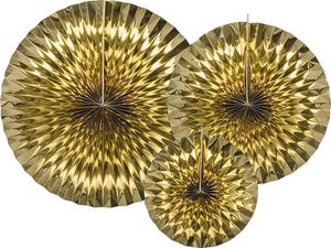 Party Deco Rozety dekoracyjne papierowe, złote, 3 szt. uniwersalny 1
