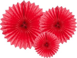 Party Deco Rozety dekoracyjne bibułowe, czerwony, 20-40cm, 3 szt. uniwersalny 1