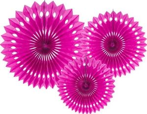 Party Deco Rozety dekoracyjne bibułowe, ciemny różowy, 20-30cm, 3 szt. uniwersalny 1