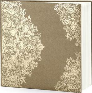 Party Deco Księga Gości, papier kraft ze złotym wzorem, 21x19,7cm, 22 kartki uniwersalny 1