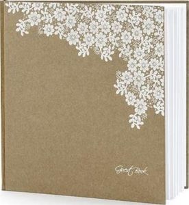 Party Deco Księga gości weselnych, brązowa z białym wzorem i napisem, 20,5x20,5 cm, 22 kartki uniwersalny 1
