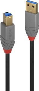 Kabel USB Lindy USB-A - USB-B 0.5 m Szary (36740) 1