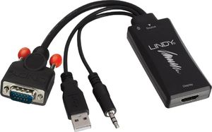 Adapter AV Lindy D-Sub (VGA) - HDMI + USB-A + Jack 3.5mm czarny (38183) 1