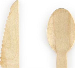 Party Deco Sztućce drewniane Gwiazdki, złote, 16cm, 18 szt. uniwersalny 2