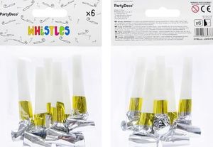 Party Deco Gwizdki imprezowe, srebrne, 6 szt. uniwersalny 3