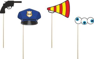 Party Deco Propsy do fotobudki, Policjant, mix, 23,5x27,5 cm, 4 szt. uniwersalny 1