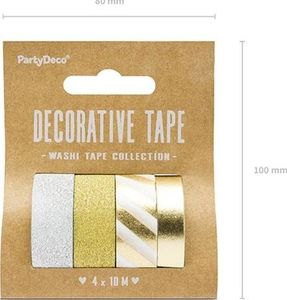 Party Deco Taśma dekoracyjna, złota i srebrna, mix , 1x1,5 cm. uniwersalny 2