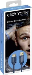 Kabel USB Clicktronic USB-A - 3 m Granatowy (RB70120) 3