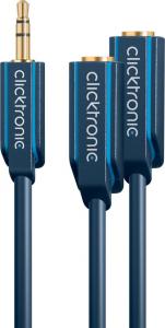 Kabel Clicktronic Jack 3.5mm - Jack 3.5mm x2 0.1m niebieski (70491) 1