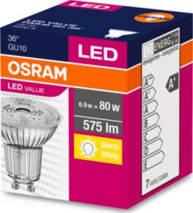 Ledvance Żarówka LED 6,9W VALUE PAR16 80 36° 6,9W/830 GU10 575lm 4
