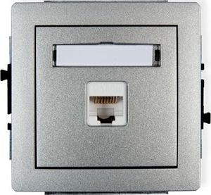 Karlik DECO Gniazda komputerowe pojedyncze 1xRJ45, kat. 5e, 8-stykowy srebrny metalik 7DGK-1 1