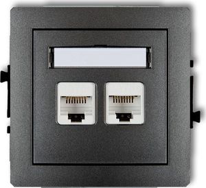 Karlik DECO Gniazda komputerowe podwójne 2xRJ45, kat. 5e, 8-stykowy czarny mat 12DGK-2 1