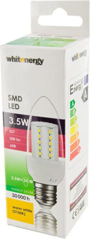 Whitenergy Żarówka LED E27, 60xSMD, C35, 3.5W, 230V, ciepła biała, transparentna (8860) 2