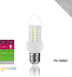 Whitenergy Żarówka LED E27, 60xSMD, C35, 3.5W, 230V, ciepła biała, transparentna (8860) 3