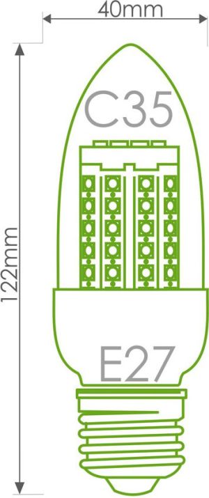 Whitenergy Żarówka LED E27, 60xSMD, C35, 3.5W, 230V, ciepła biała, transparentna (8860) 4