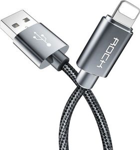 Kabel USB Rock Space USB-A - Lightning 1 m Szary (710) 1