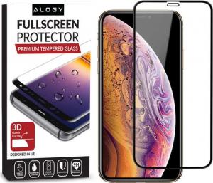 Alogy Szkło hartowane na cały ekran Full Glue iPhone X Xs Czarne uniwersalne 2