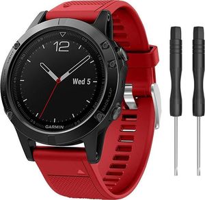 Alogy Gumowy pasek sportowy Alogy do Garmin Fenix 5/ 5 Plus czerwony uniwersalny 2
