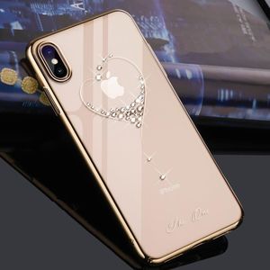 Kingxbar Kingxbar Wish Series etui ozdobione oryginalnymi Kryształami Swarovskiego iPhone XS / X złoty uniwersalny 2