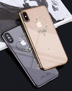Kingxbar Kingxbar Wish Series etui ozdobione oryginalnymi Kryształami Swarovskiego iPhone XS / X złoty uniwersalny 3