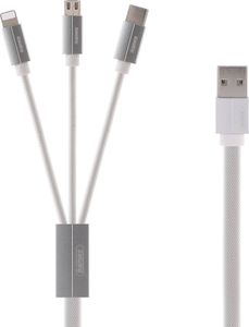 Kabel USB Remax USB-A - USB-C + microUSB + Lightning 1 m Biały (1573-74475_20190322103451) 1