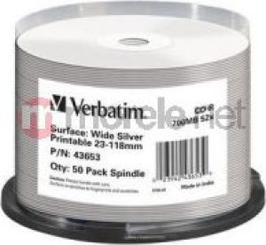 Verbatim CD-R Wide Silver Inkjet Printable 43653 1