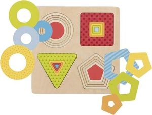 Goki Drewniane Puzzle geometryczne geometria kształtów - dla dzieci, pomoce montessori uniw 1