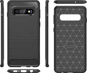 Hurtel Carbon Case elastyczne etui pokrowiec Samsung Galaxy S10 Plus czarny uniwersalny 3